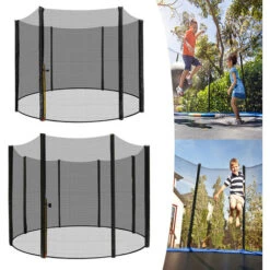 Froadp Ø305cm Filet De Sécurité Pour Trampoline De Jardin Filet De Remplacement Universel Filet De Protection Résistant Aux UV Pour Trampolines Ronds à 8 Pôles (Noir, Hauteur 180cm)