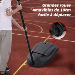 Panier De Basket, Hauteur Réglable De 7pieds-8.5 Pieds, Panier De Basket Exterieur, Roues Détachables, Panneau De 35 Pouces, Panier De Basket Enfant Avec Base Rouge -Pas Cher Clair Jardin Magasin 67689289 3