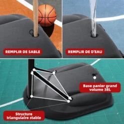 Panier De Basket, Hauteur Réglable De 7pieds-8.5 Pieds, Panier De Basket Exterieur, Roues Détachables, Panneau De 35 Pouces, Panier De Basket Enfant Avec Base Rouge -Pas Cher Clair Jardin Magasin 67689289 4