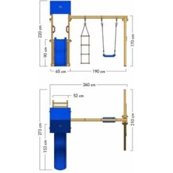 WICKEY Aire De Jeux Portique Bois TinyCabin Avec Balançoire Et Toboggan Bleu Maison Enfant Exterieur Avec Bac à Sable, échelle D'escalade & Accessoires De Jeux 9 WICKEY Aire De Jeux Portique Bois TinyCabin Avec Balançoire Et Toboggan Bleu Maison Enfant Exterieur Avec Bac à Sable, échelle D'escalade & Accessoires De Jeux -Pas Cher Clair Jardin Magasin 6874645 5