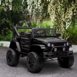 HOMCOM Voiture 4x4 électrique Enfant 2 Moteurs 35 W 5 Km/h Max. Télécommande Incluse Effets Lumineux Sonores Noir -Pas Cher Clair Jardin Magasin 71759946 2