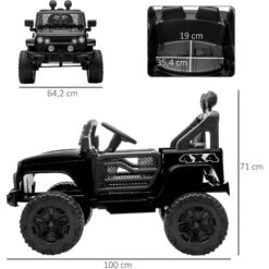 HOMCOM Voiture 4x4 électrique Enfant 2 Moteurs 35 W 5 Km/h Max. Télécommande Incluse Effets Lumineux Sonores Noir -Pas Cher Clair Jardin Magasin 71759946 3