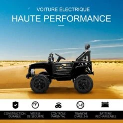 HOMCOM Voiture 4x4 électrique Enfant 2 Moteurs 35 W 5 Km/h Max. Télécommande Incluse Effets Lumineux Sonores Noir -Pas Cher Clair Jardin Magasin 71759946 4