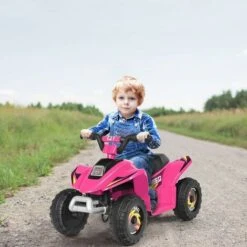 DREAMADE Quad Électrique Pour Enfants, Mini Voiture Buggy Rechargeable Avec Batterie 6V, Bouton Avant/Arrière, Pour Enfant 1 An+ (Rose) -Pas Cher Clair Jardin Magasin 71921857 2
