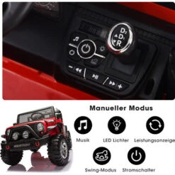 Voiture électrique Pour Enfants, Voiture électrique Pour Enfants 2 Places Avec Batterie 12V, Moteur 2x45W, Télécommande 2.4G, 3 Vitesses, Lumières LED, Klaxon Réaliste, Musique, Radio FM Dès 3 Ans Rouge Et Noir -Pas Cher Clair Jardin Magasin 72336646 4