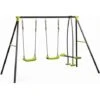 Balançoire 3 Agrès - Portique Avec 2 Balançoires Et 1 Face à Face - Vert - MaxxToys