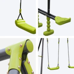 Balançoire 3 Agrès - Portique Avec 2 Balançoires Et 1 Face à Face - Vert - MaxxToys -Pas Cher Clair Jardin Magasin 72492520 3