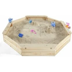 Bac Ă Sable Bois - Octogonal Dim. 177 X 177 X 23cm - 4 Bancs - BĂąche De Couverture - MaxxToys