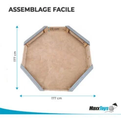 Bac à Sable Bois - Octogonal Dim. 177 X 177 X 23cm - 4 Bancs - Bâche De Couverture - MaxxToys -Pas Cher Clair Jardin Magasin 72492634 4