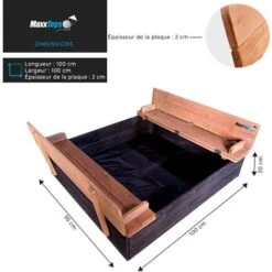 MaxxToys Bac à Sable Verrouillable Avec 2 Bancs Et Toile De Sol, Bois Imprégné, 100 X 95 Cm -Pas Cher Clair Jardin Magasin 72492862 5
