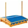 MaxxGarden Bac à Sable - Avec Toit Réglable - Bois - 120 X 120 X 120 Cm - Bleu