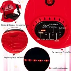 DREAMADE Auto-tamponneuse Électrique Enfant 6 V Avec 2 Modes Conduite, Musique,Ceinture Sécurité Réglable,Lumières LED,Rotation à 360°,Fonction De Démarrage Lent, Pare-Chocs Souple,3 Ans+(Rouge) -Pas Cher Clair Jardin Magasin 74081088 3