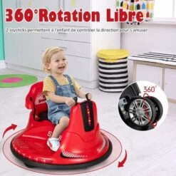 DREAMADE Auto-tamponneuse Électrique Enfant 6 V Avec 2 Modes Conduite, Musique,Ceinture Sécurité Réglable,Lumières LED,Rotation à 360°,Fonction De Démarrage Lent, Pare-Chocs Souple,3 Ans+(Rouge) -Pas Cher Clair Jardin Magasin 74081088 4