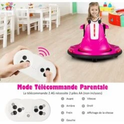 DREAMADE Auto-tamponneuse Électrique Enfant 6 V Avec 2 Modes Conduite, Musique, Ceinture Sécurité Réglable, Lumières LED, Rotation à 360°, Fonction De Démarrage Lent, Pare-Chocs Souple,3 Ans+(Rose) -Pas Cher Clair Jardin Magasin 74081091 3
