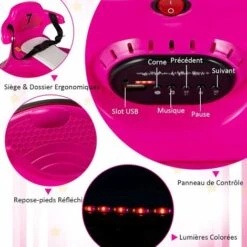 DREAMADE Auto-tamponneuse Électrique Enfant 6 V Avec 2 Modes Conduite, Musique, Ceinture Sécurité Réglable, Lumières LED, Rotation à 360°, Fonction De Démarrage Lent, Pare-Chocs Souple,3 Ans+(Rose) -Pas Cher Clair Jardin Magasin 74081091 4