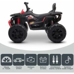 Quad électrique 2x 40W Pour Enfant - Avec 4 Suspensions, Marche AV/AR Et Système Audio -Pas Cher Clair Jardin Magasin 75310494 3