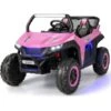 COSTWAY Voiture Electrique Enfant 12 V Avec 2 Places Et Télécommande 2,4G, Quad Électrique Avec Démarrage Lent Pour 3-8 Ans,Vitesses 2-4 KM/H,Ceinture De Sécurité Charge 59KG 118x74x71CM Rose