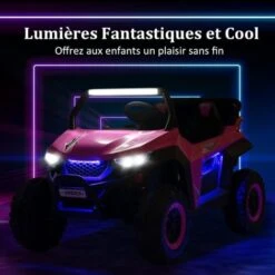 COSTWAY Voiture Electrique Enfant 12 V Avec 2 Places Et Télécommande 2,4G, Quad Électrique Avec Démarrage Lent Pour 3-8 Ans,Vitesses 2-4 KM/H,Ceinture De Sécurité Charge 59KG 118x74x71CM Rose -Pas Cher Clair Jardin Magasin 77111272 2