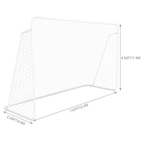 But De Football 240x150x90cm En Tube D'acier Galvanisé Blanc 2 But De Football 240x150x90cm En Tube D'acier Galvanisé Blanc – Image 2