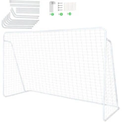 But De Football 240x150x90cm En Tube D'acier Galvanisé Blanc 8 But De Football 240x150x90cm En Tube D'acier Galvanisé Blanc -Pas Cher Clair Jardin Magasin 78027849 4