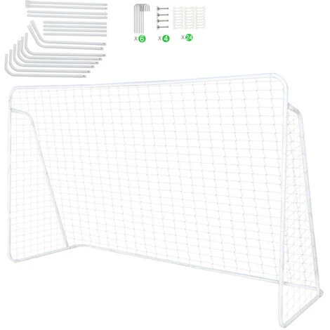 But De Football 240x150x90cm En Tube D'acier Galvanisé Blanc 4 But De Football 240x150x90cm En Tube D'acier Galvanisé Blanc – Image 4