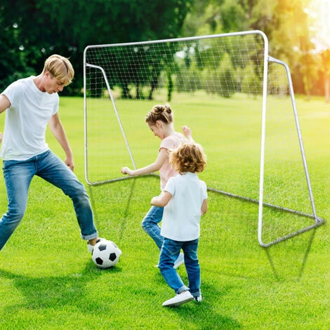 But De Football 240x150x90cm En Tube D'acier Galvanisé Blanc 5 But De Football 240x150x90cm En Tube D'acier Galvanisé Blanc – Image 5