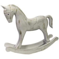 Cheval à Bascule En Bois Blanc Cm37x8h32