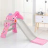Toboggan Pour Enfants Aire De Jeux 3 En 1 Avec Panier Basket Ensemble D'escalade Solide Glisser Usage Intérieur Solide HDPE Rose
