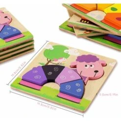 Jouet Bébé Puzzle 3D Enfant, ,4 Packs Jouet Bebe Puzzles En Bois Enfan Puzzles Animaux En Bois -Pas Cher Clair Jardin Magasin 79321544 4