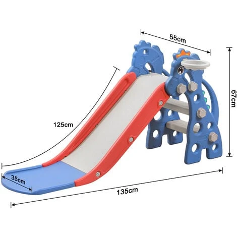 Froadp Enfants Toboggan Autoportant, Toboggan Jouet Avec Panier De Basket(135x53x67cm) 2 Froadp Enfants Toboggan Autoportant, Toboggan Jouet Avec Panier De Basket(135x53x67cm) – Image 2
