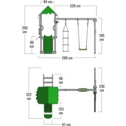 FATMOOSE Aire De Jeux Portique Bois FriendlyFrenzy Avec Balançoire Et Toboggan Maison Enfant Exterieur Avec Bac à Sable, échelle D'escalade & Accessoires De Jeux – Vert -Pas Cher Clair Jardin Magasin 82628963 4