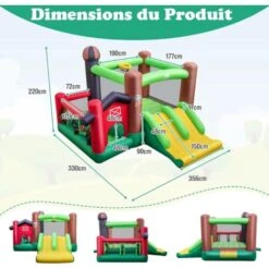 COSTWAY Château Gonflable 6-en-1 356x330x220CM Avec Toboggans Trampoline Panier De Basket Sac De Transport Thème Ferme 3-10 Ans (Sans Souffleur) -Pas Cher Clair Jardin Magasin 83559736 5