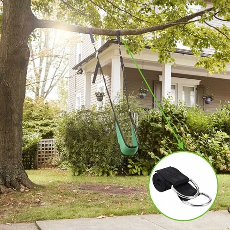 Sangle De Balançoire D'arbre, 2 Cintres De Balançoire De Polyester, Corde De Balançoire Portable De 2 Mètres Avec 2 Mousquetons (noir) 5 Sangle De Balançoire D'arbre, 2 Cintres De Balançoire De Polyester, Corde De Balançoire Portable De 2 Mètres Avec 2 Mousquetons (noir) – Image 5