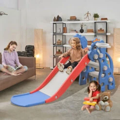 AUFUN Toboggan Enfants, Toboggan Intérieur Extérieur Pour Les Enfants, Long Toboggan, Balançoire, Toboggan Bébé Facile à Installer(2-en-1) -Pas Cher Clair Jardin Magasin 85430842 4