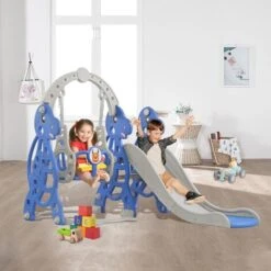 AUFUN Toboggan Enfants, Toboggan Intérieur Extérieur Pour Les Enfants, Long Toboggan, Balançoire, Toboggan Bébé Facile à Installer(3-en-1) -Pas Cher Clair Jardin Magasin 85430886 3