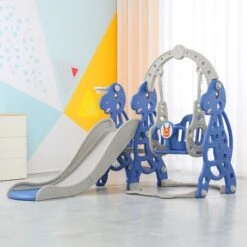 AUFUN Toboggan Enfants, Toboggan Intérieur Extérieur Pour Les Enfants, Long Toboggan, Balançoire, Toboggan Bébé Facile à Installer(3-en-1) -Pas Cher Clair Jardin Magasin 85430886 4