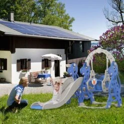 AUFUN Toboggan Enfants, Toboggan Intérieur Extérieur Pour Les Enfants, Long Toboggan, Balançoire, Toboggan Bébé Facile à Installer(3-en-1) -Pas Cher Clair Jardin Magasin 85430886 5