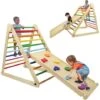 Triangle D'Escalade 3 En 1 Pour Enfants, Échelle D’Escalade En Bois Extensible Pliable Avec Toboggan, Aire De Jeux Intérieur Pour Petits Plus De 3 Ans, Charge 60KG