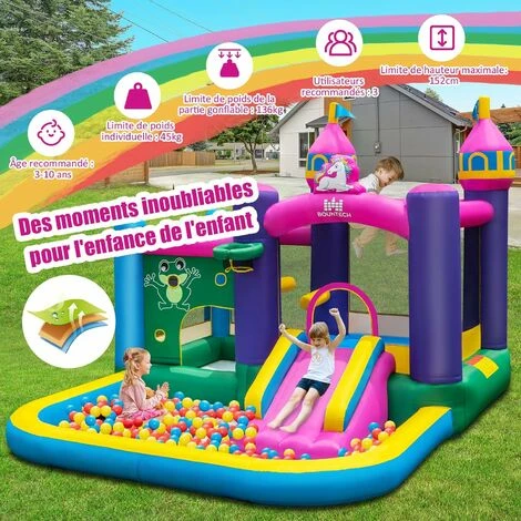 DREAMADE Château Gonflable Avec Trampoline Pour Enfants 3 - 10Ans Toboggan Et Piscine 327 X 392 X 270 CM (sans Gonfleur) 3 DREAMADE Château Gonflable Avec Trampoline Pour Enfants 3 - 10Ans Toboggan Et Piscine 327 X 392 X 270 CM (sans Gonfleur) – Image 3