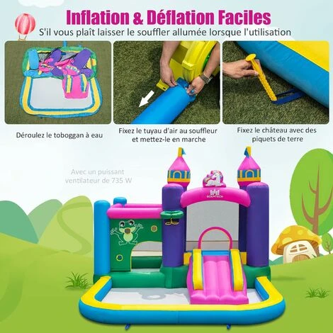 DREAMADE Château Gonflable Avec Trampoline Pour Enfants 3 - 10Ans Toboggan Et Piscine 327 X 392 X 270 CM (sans Gonfleur) 4 DREAMADE Château Gonflable Avec Trampoline Pour Enfants 3 - 10Ans Toboggan Et Piscine 327 X 392 X 270 CM (sans Gonfleur) – Image 4