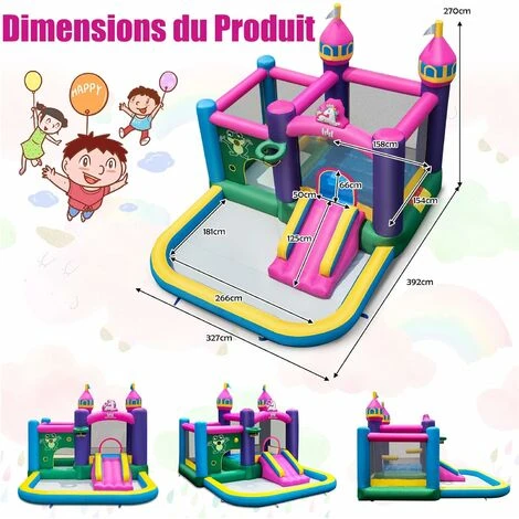 DREAMADE Château Gonflable Avec Trampoline Pour Enfants 3 - 10Ans Toboggan Et Piscine 327 X 392 X 270 CM (sans Gonfleur) 5 DREAMADE Château Gonflable Avec Trampoline Pour Enfants 3 - 10Ans Toboggan Et Piscine 327 X 392 X 270 CM (sans Gonfleur) – Image 5