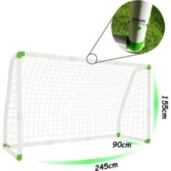 AUFUN But De Football En PVC Pour Enfants Avec Filet, Filet De Football Pour Jardin, Parc, Plage Ou Hall, 245 X 155 X 90 Cm -Pas Cher Clair Jardin Magasin 87110679 2