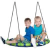 OUTSUNNY Balançoire Nid D'oiseau Ronde Balançoire Panier Ø 100 X 120-180H Cm Accessoires Inclus Bleu Vert