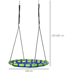 OUTSUNNY Balançoire Nid D'oiseau Ronde Balançoire Panier Ø 100 X 120-180H Cm Accessoires Inclus Bleu Vert 7 OUTSUNNY Balançoire Nid D'oiseau Ronde Balançoire Panier Ø 100 X 120-180H Cm Accessoires Inclus Bleu Vert -Pas Cher Clair Jardin Magasin 88300855 3