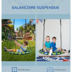 OUTSUNNY Balançoire Nid D'oiseau Ronde Balançoire Panier Ø 100 X 120-180H Cm Accessoires Inclus Bleu Vert 9 OUTSUNNY Balançoire Nid D'oiseau Ronde Balançoire Panier Ø 100 X 120-180H Cm Accessoires Inclus Bleu Vert -Pas Cher Clair Jardin Magasin 88300855 5