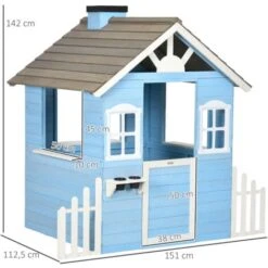 OUTSUNNY Maison De Jeux Enfant - Jeu Plein Air Maisonnette Enfant - Dim. 151L X 112l X 142H Cm - Bois Sapin Bleu Blanc Gris 7 OUTSUNNY Maison De Jeux Enfant - Jeu Plein Air Maisonnette Enfant - Dim. 151L X 112l X 142H Cm - Bois Sapin Bleu Blanc Gris -Pas Cher Clair Jardin Magasin 88734294 3