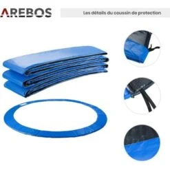 AREBOS Coussin De Protection Pour Trampoline 396cm + Filet Pour 8 Tiges -Pas Cher Clair Jardin Magasin 8915200 4