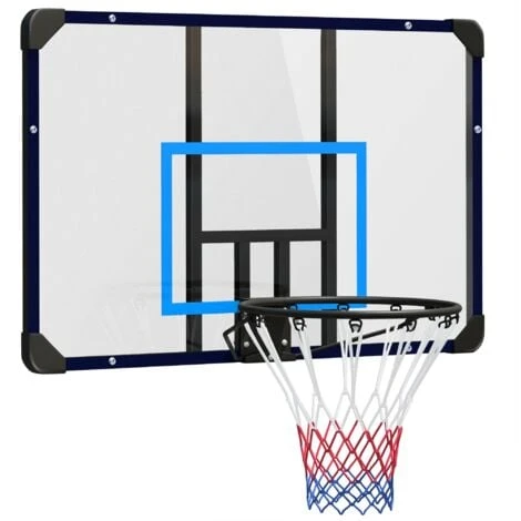 Panier De Basket-ball Mural - Panneau De Basket à Accrocher - Visserie Incluse - Acier PC Bleu Noir 1 Panier De Basket-ball Mural - Panneau De Basket à Accrocher - Visserie Incluse - Acier PC Bleu Noir