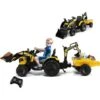 GOPLUS Tracteur Électrique Pour Enfants Avec Remorque, Pelle Et Roues Antidérapantes Excavateur Jouet Avec Télécommande, Volant Directionnel Avec Musique,Lumière Pour Enfant 36-95 Mois (Jaune)