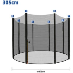Filet De Protection Pour Trampoline Filet De Sécurité De Remplacement Pour Trampoline Trampoline Filet De Sécurité De Remplacement Ø 305cm Le Noir HENGMEI -Pas Cher Clair Jardin Magasin 90040891 2